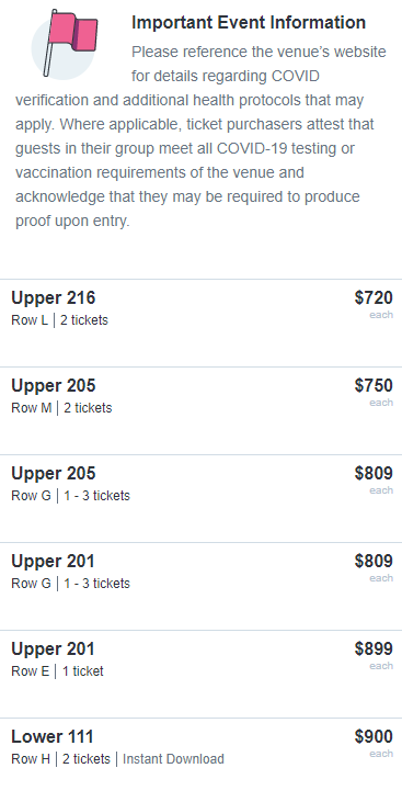 Ticket prices for Seattle Kraken at Spokane Arena